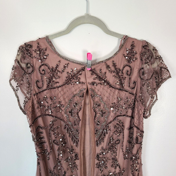 Pisarro Nights Beaded Gown 10 Embellished Mauve Purple Mother Of The Bride FLAW - Picture 12 of 16